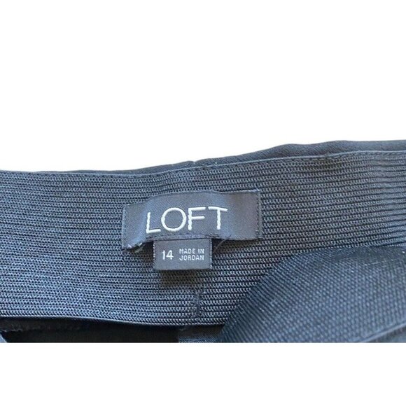 LOFT Womens Black Elastic Waist Side Zip Dress Pants Size 14 Accent Ankle Zipper - Picture 5 of 6